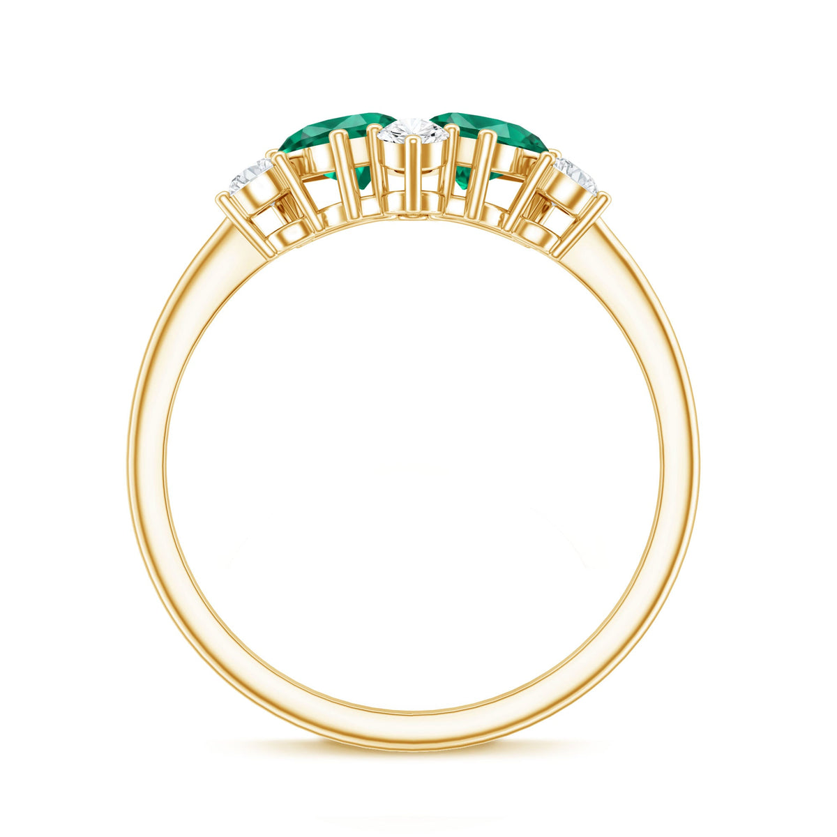 Designer Pear Shape Lab Grown Emerald Toi Et Moi Engagement Ring with Diamond