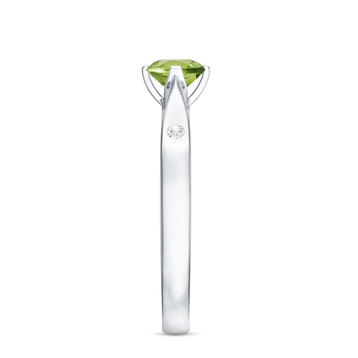 Natural 0.5 Carat Peridot Promise Ring with Diamond