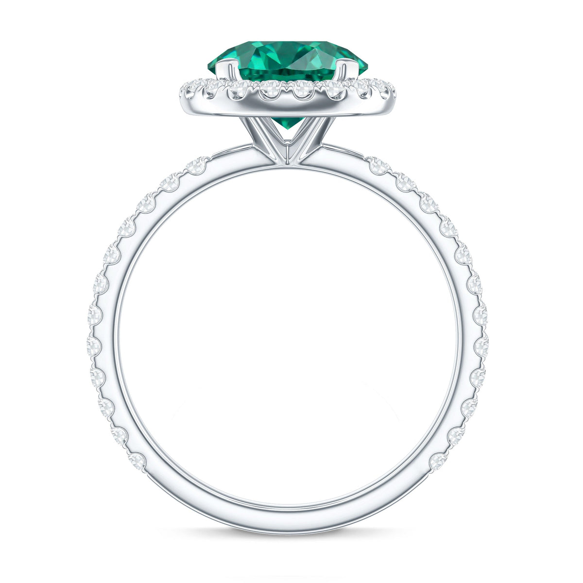 Certified 2 Carat Lab Grown Emerald Classic Engagement Ring with Halo