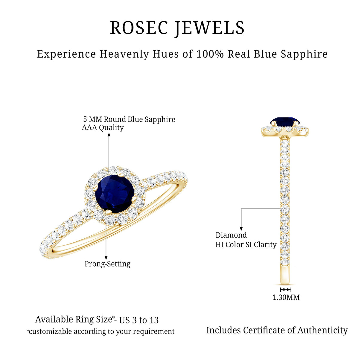 Minimal 0.9 Carat Blue Sapphire Engagement Ring with Diamond Halo