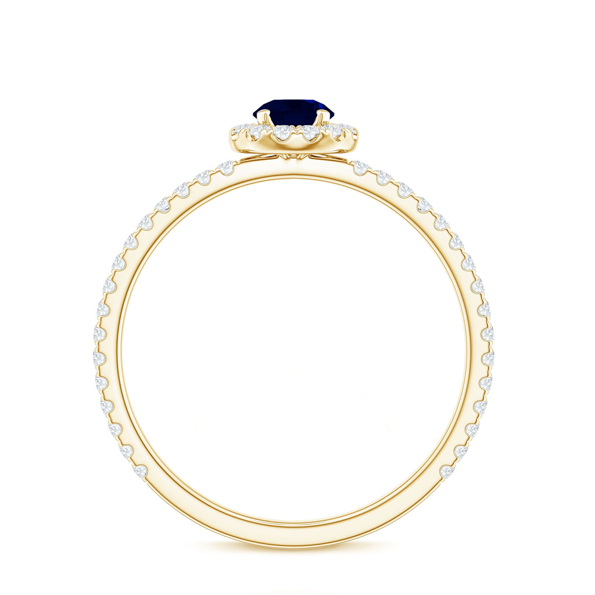 Minimal 0.9 Carat Blue Sapphire Engagement Ring with Diamond Halo