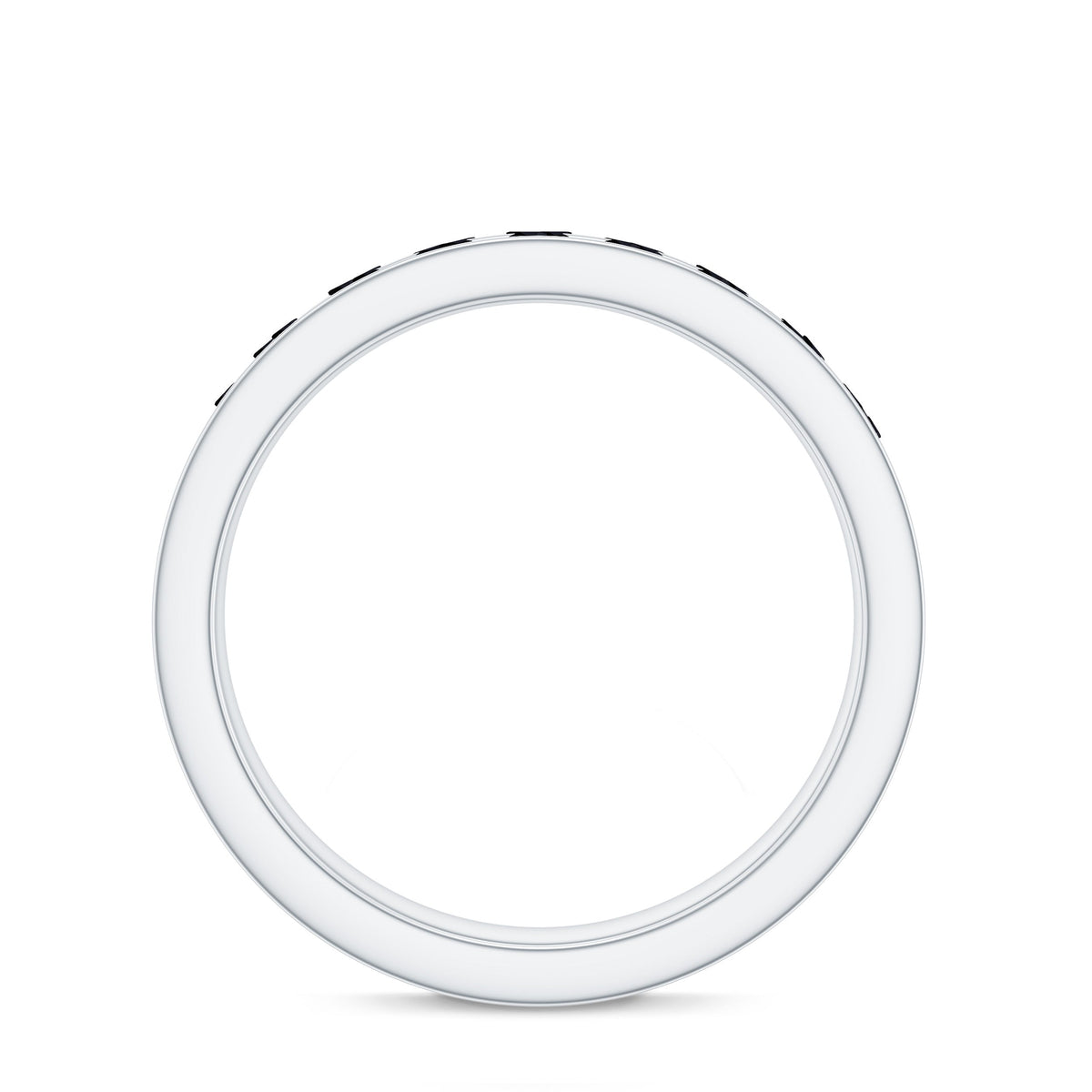 Natural Channel Set Black Spinel Eternity Ring for Anniversary