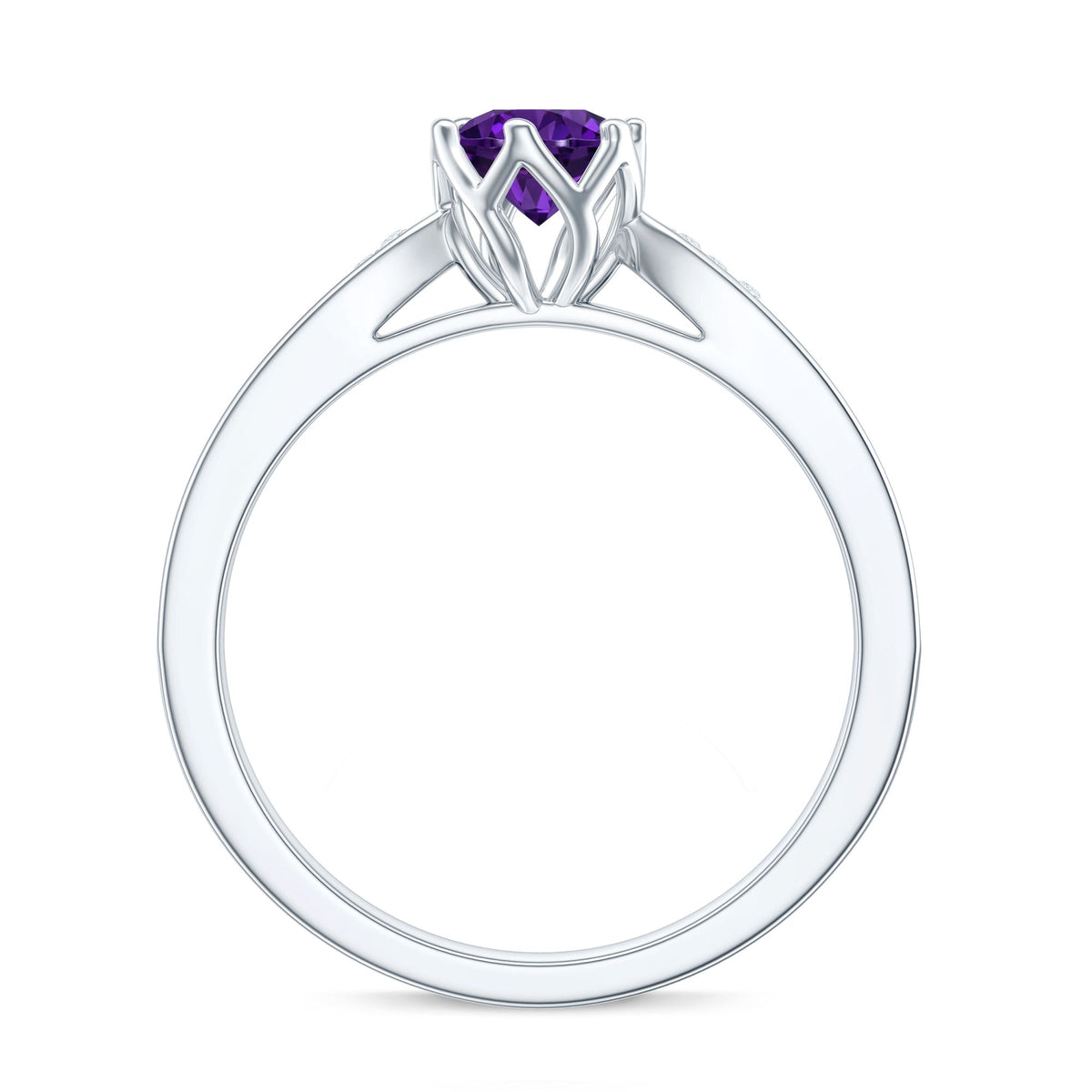 Minimal Amethyst Engagement Ring with Diamond