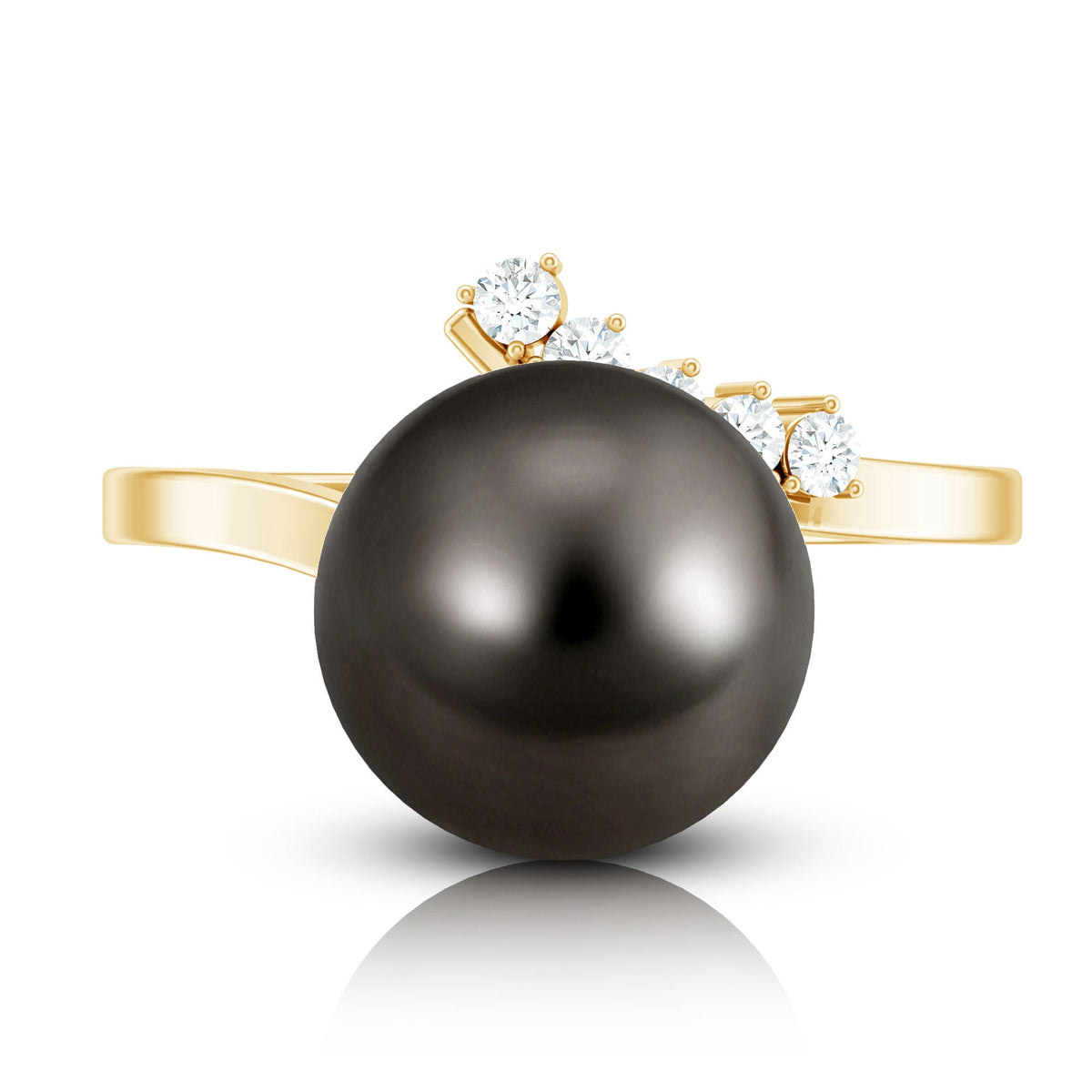 8 Carat Designer Tahitian Pearl Solitaire Ring with Diamond