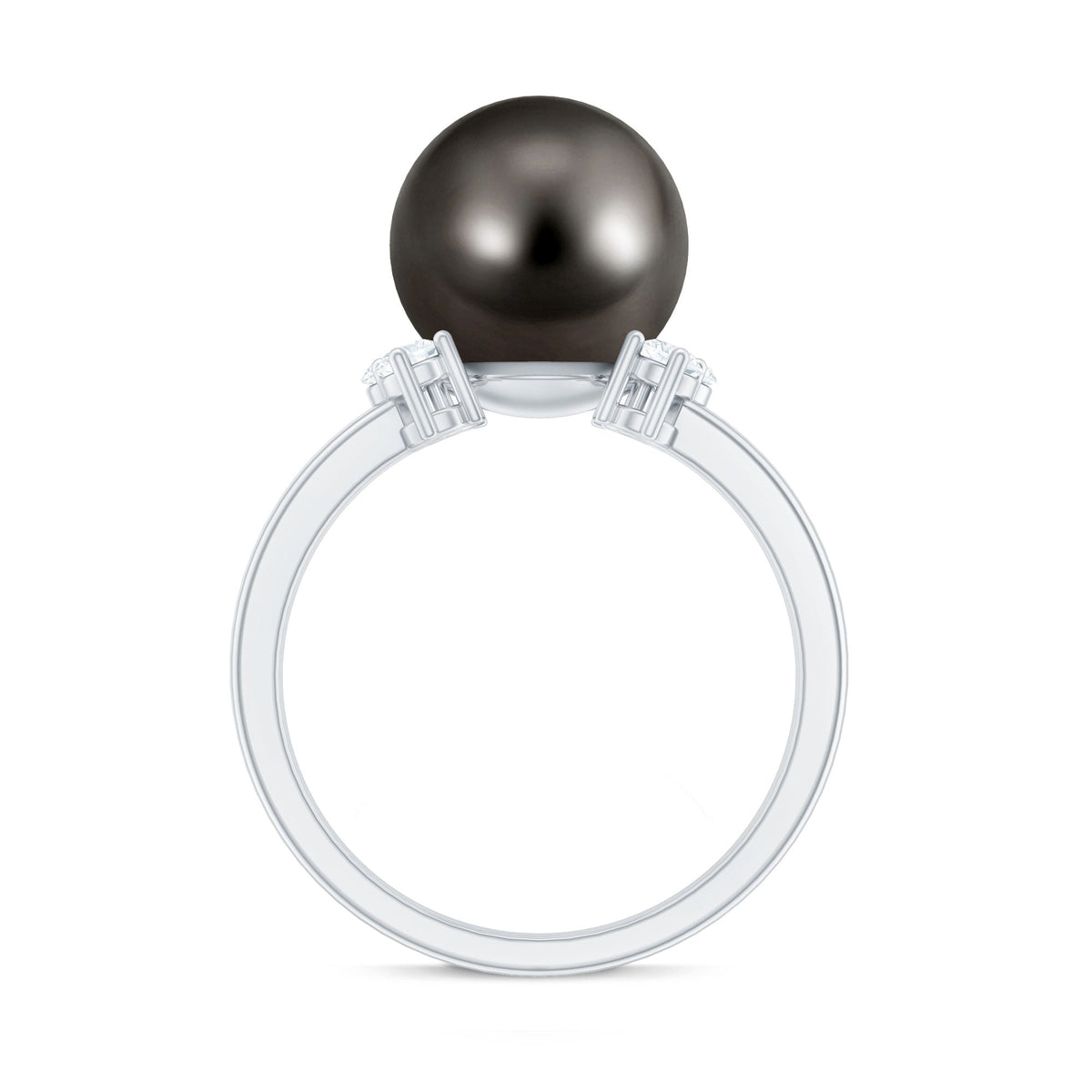 8 Carat Real Tahitian Black Pearl Solitaire Engagement Ring