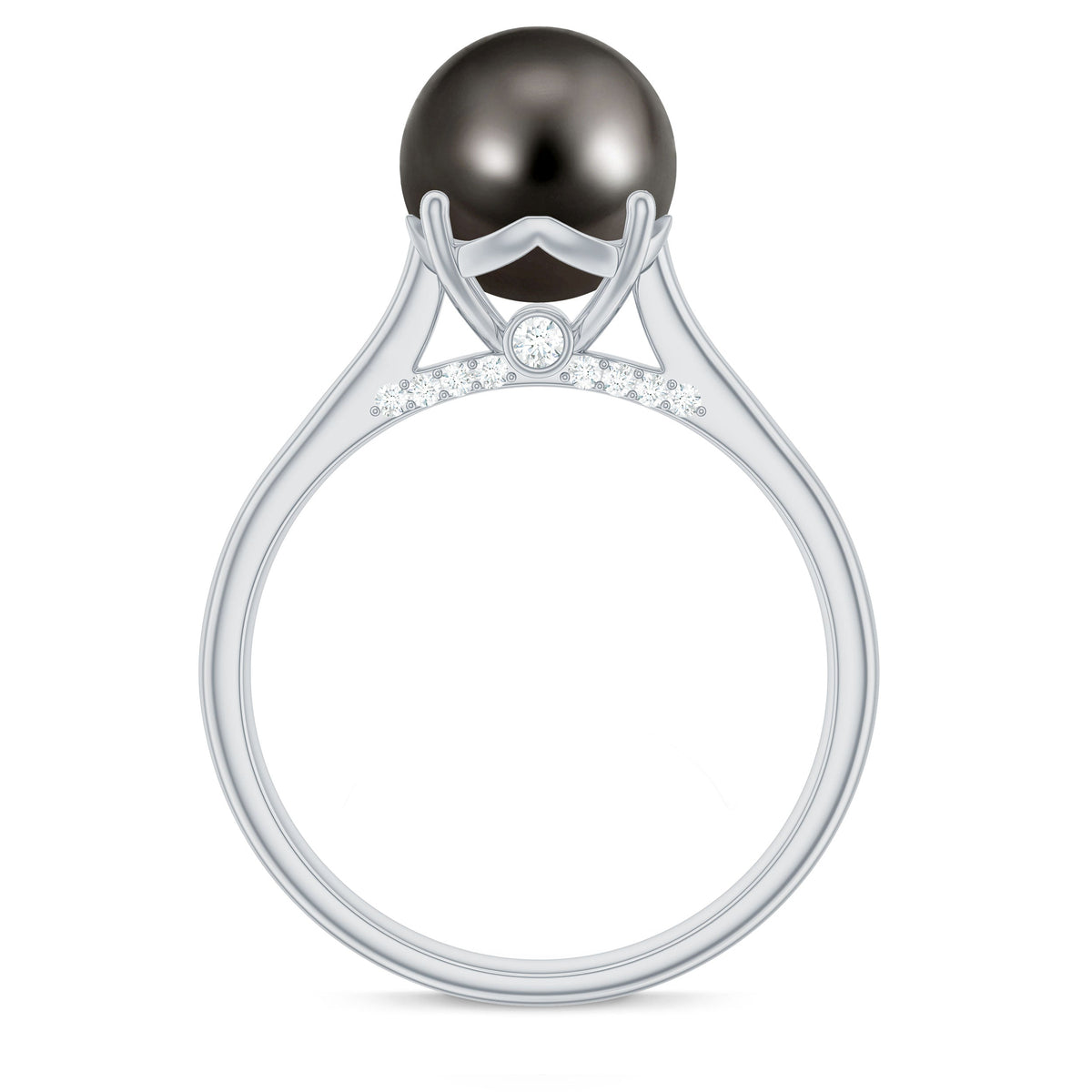 7.5 CT Classic Tahitian Pearl Solitaire Ring with Surprise Diamond