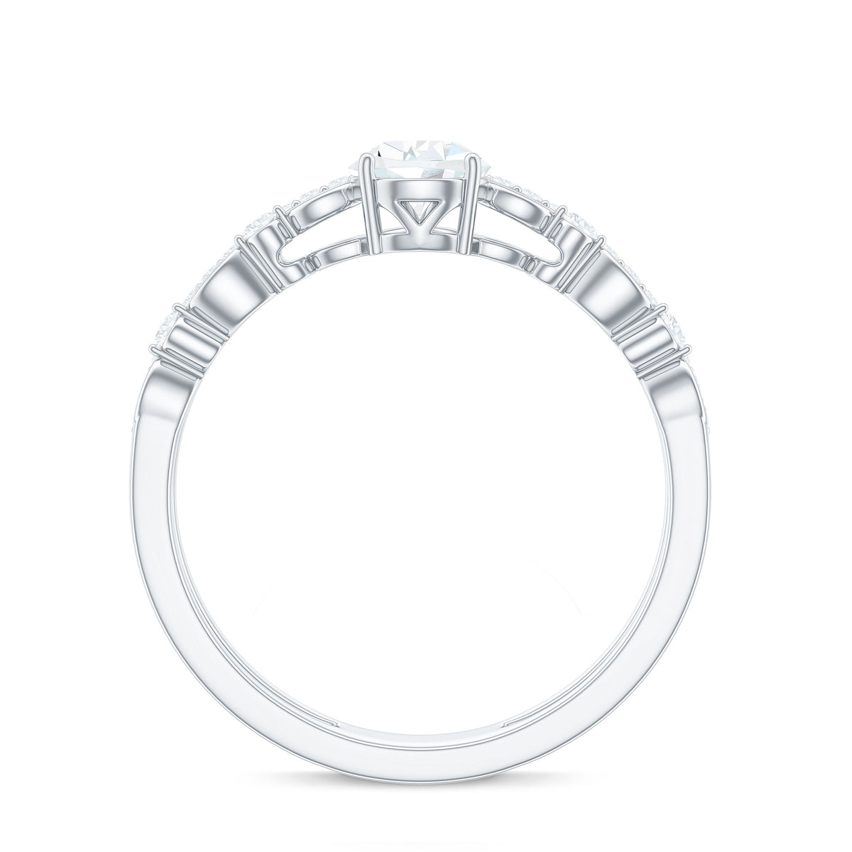 Pear Shaped Moissanite Double Band Engagement Ring