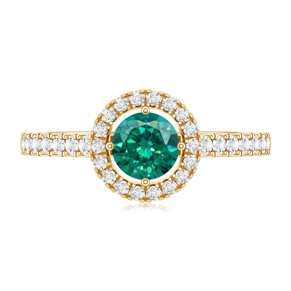 Certified Lab Grown Emerald Diamond Halo Engagement Ring