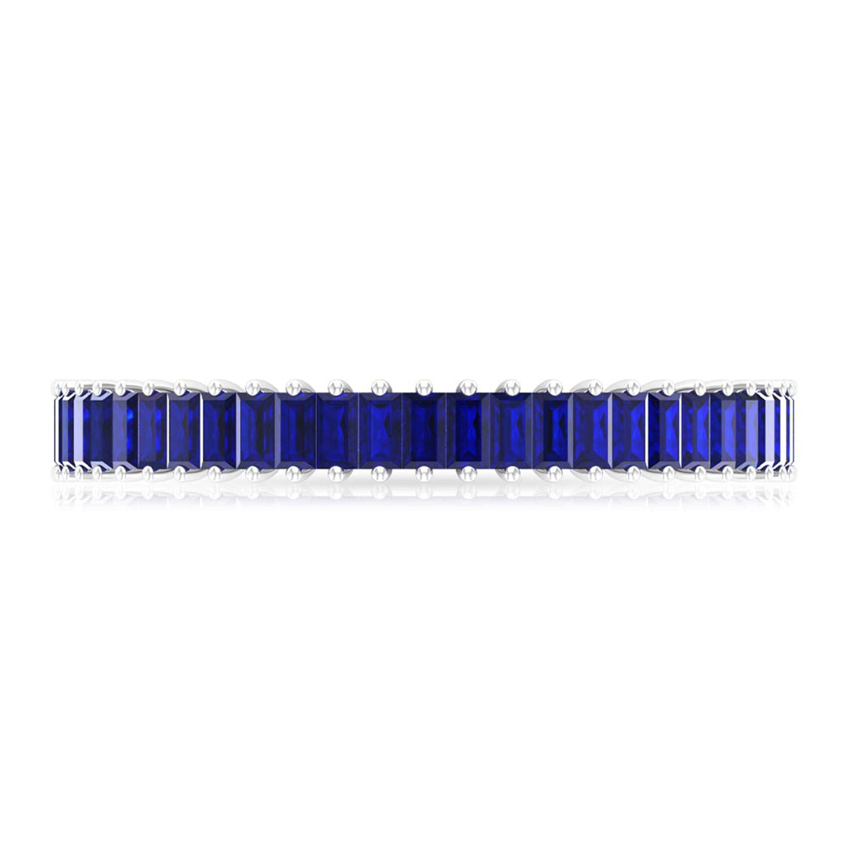 Certified Lab Grown Blue Sapphire Baguette Eternity Band Ring