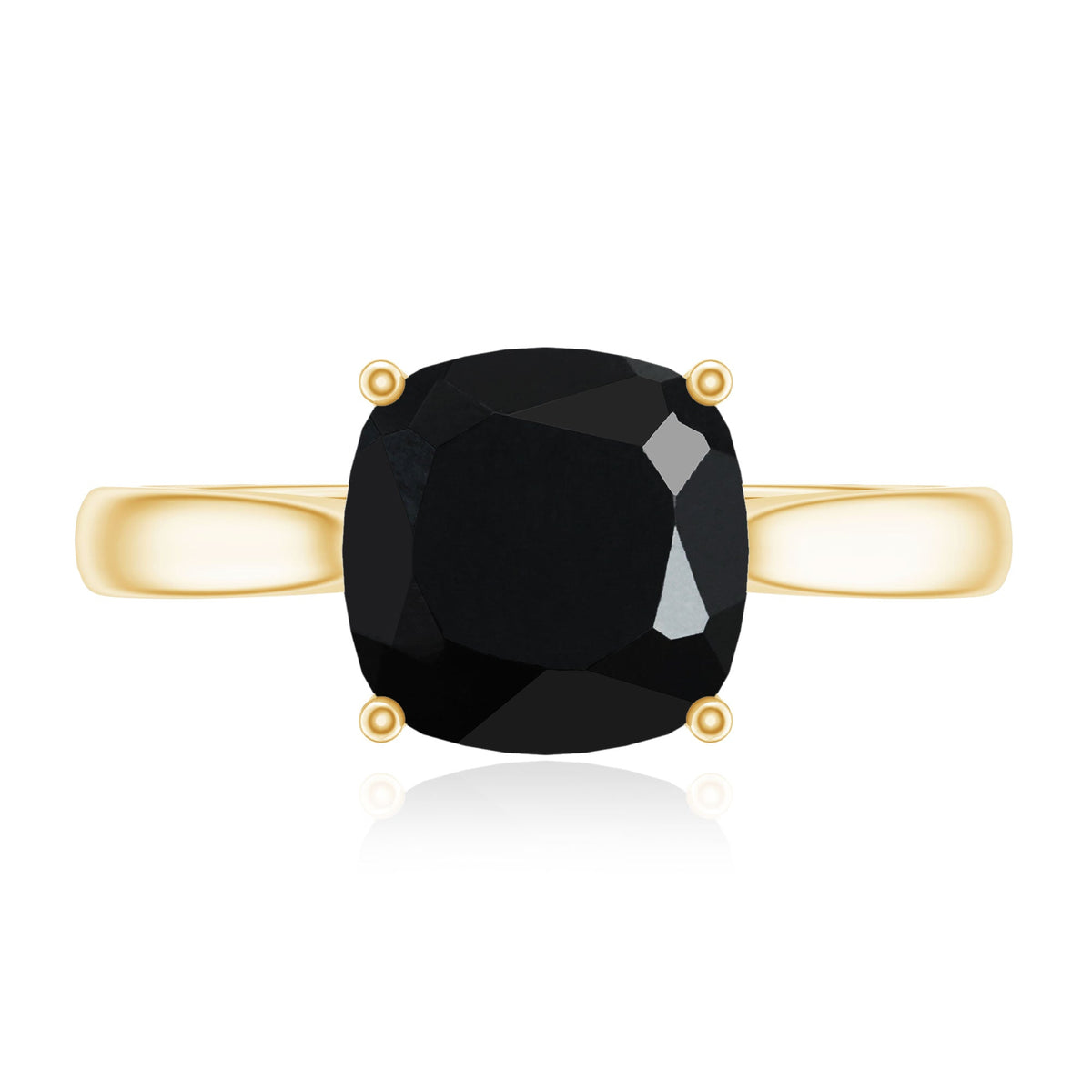 2 Carat Cushion Cut Black Onyx Solitaire Engagement Ring
