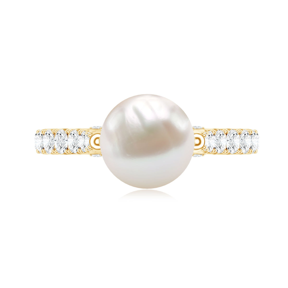 Cultured 7.4 Carat Freshwater Pearl Engagement Ring with Diamond