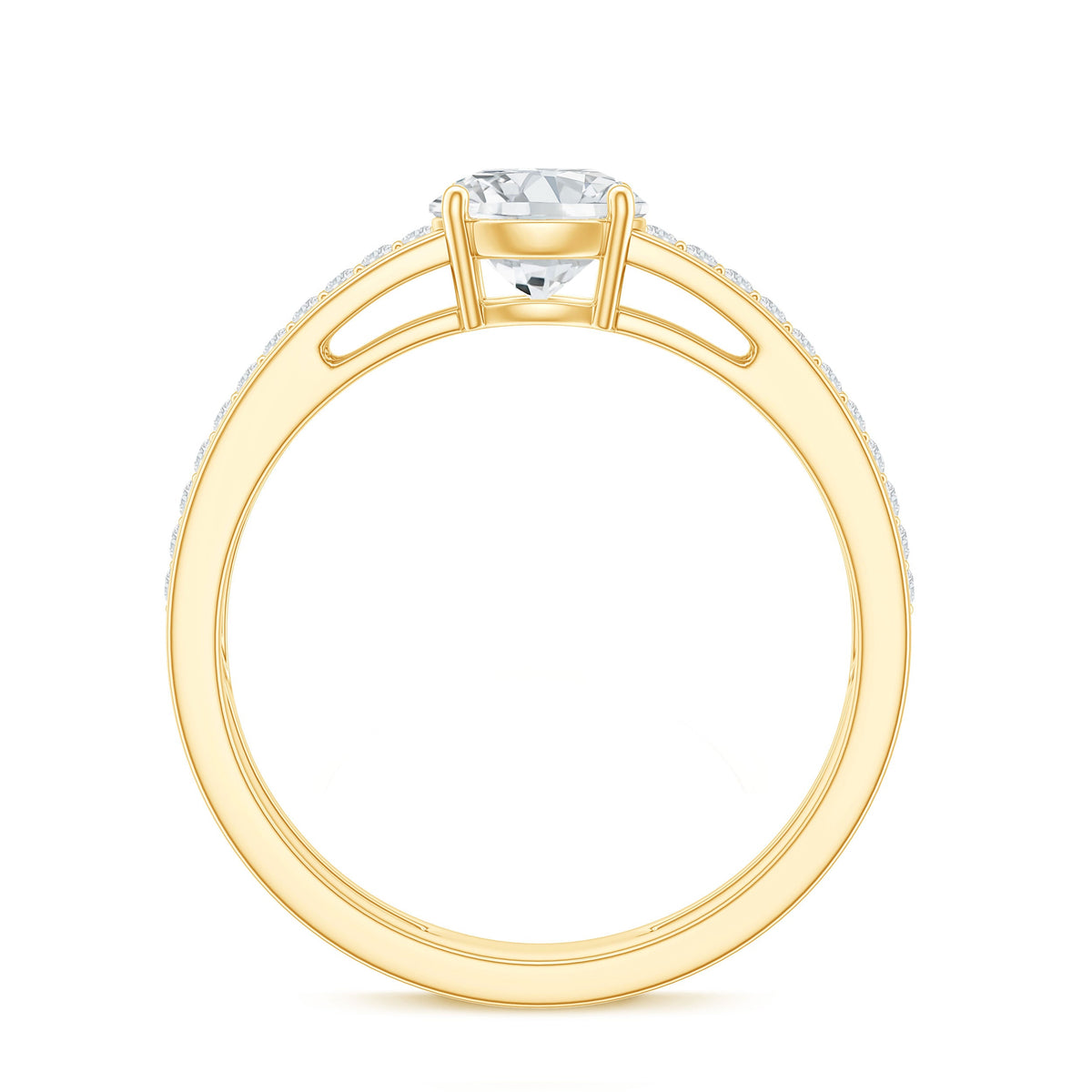 0.9 Carat Round Moissanite Double Band Engagement Ring