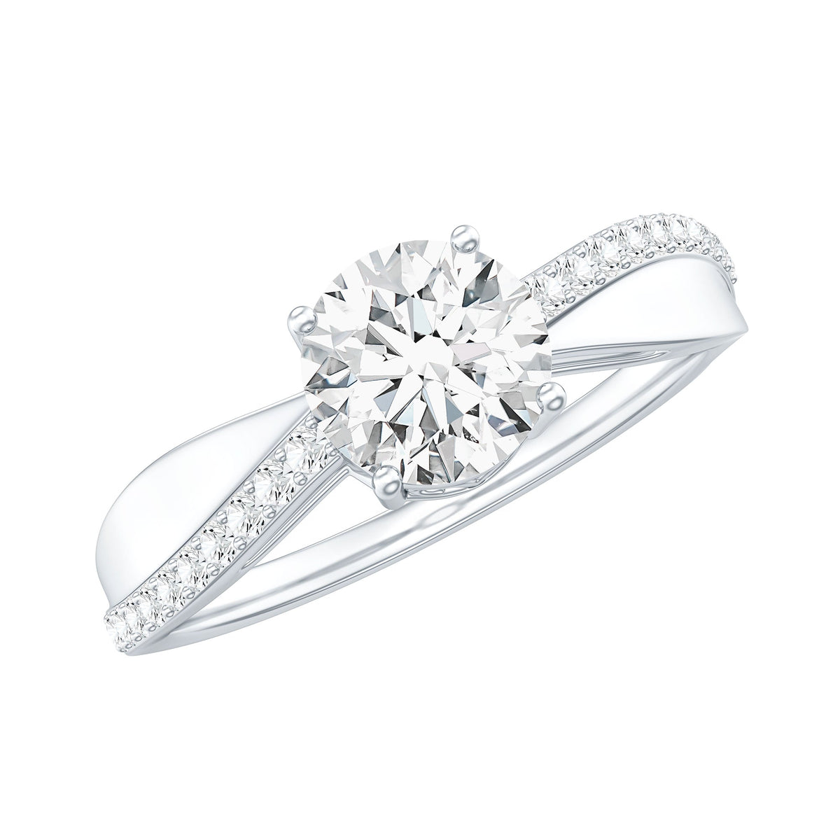 Classic Round Cut Moissanite Solitaire Engagement Ring for Women