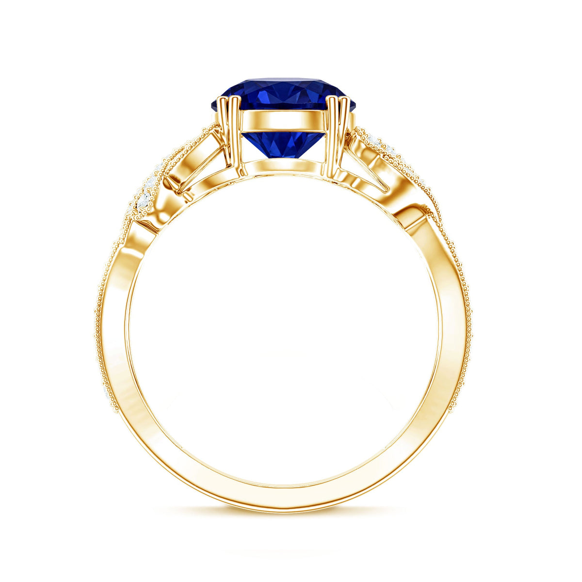 Designer 2.7 Carat Lab Grown Blue Sapphire Statement Engagement Ring with Diamond