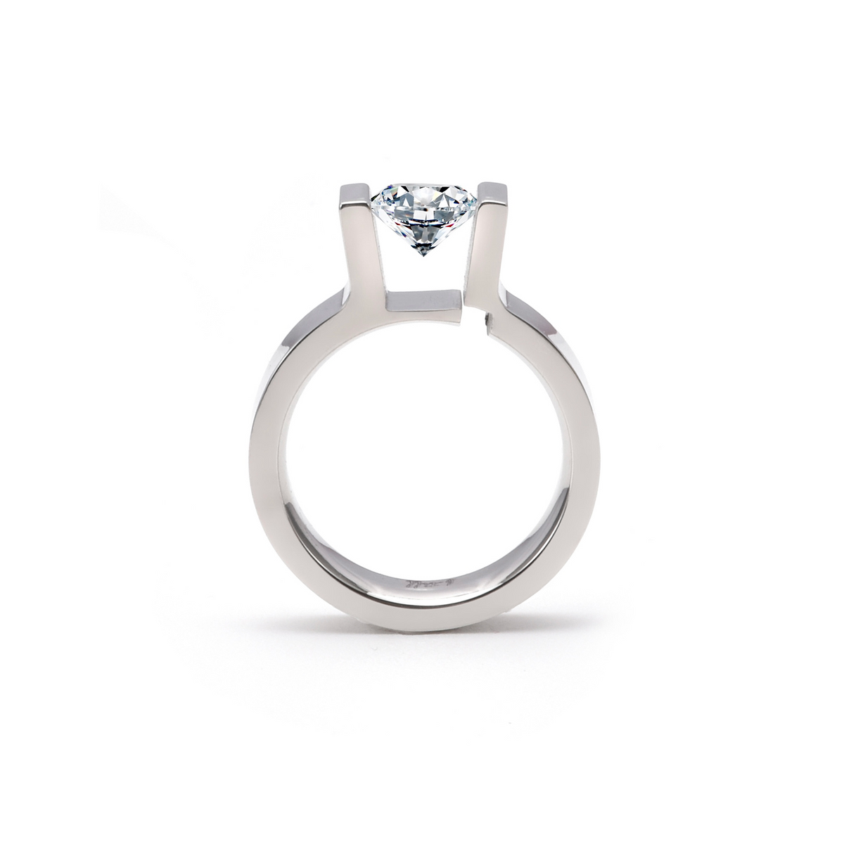 RG074W B.Tiff Tension 1 ct Round Solitaire Engagement Ring