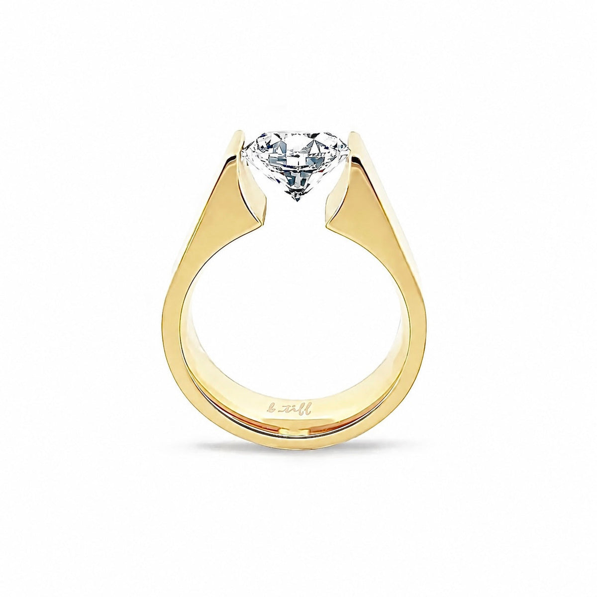 RG093MG B.Tiff 2 ct Moissanite Round Gold Solitaire Engagement Ring