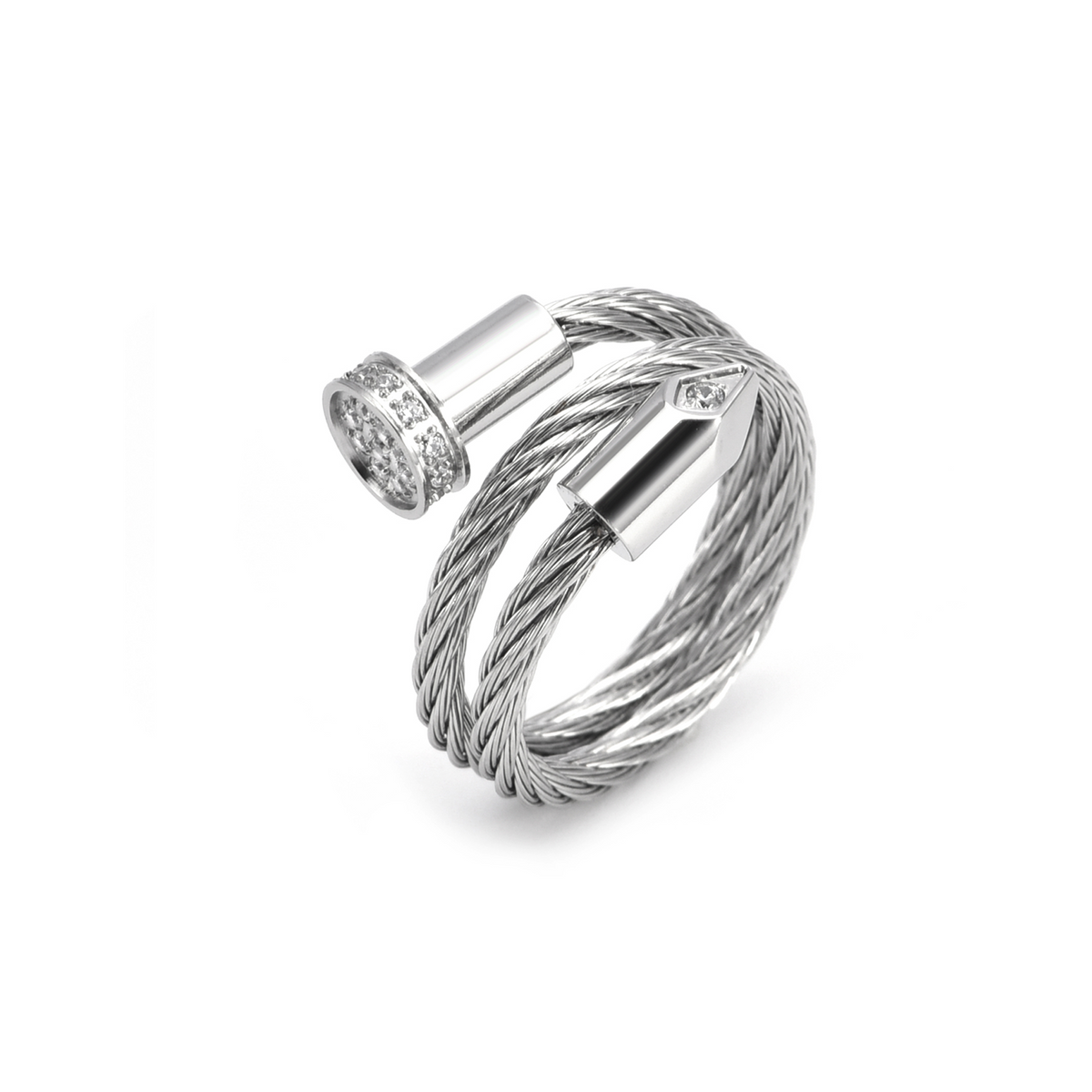 RG115W B.Tiff Pavé Pointe Cable Adjustable Ring