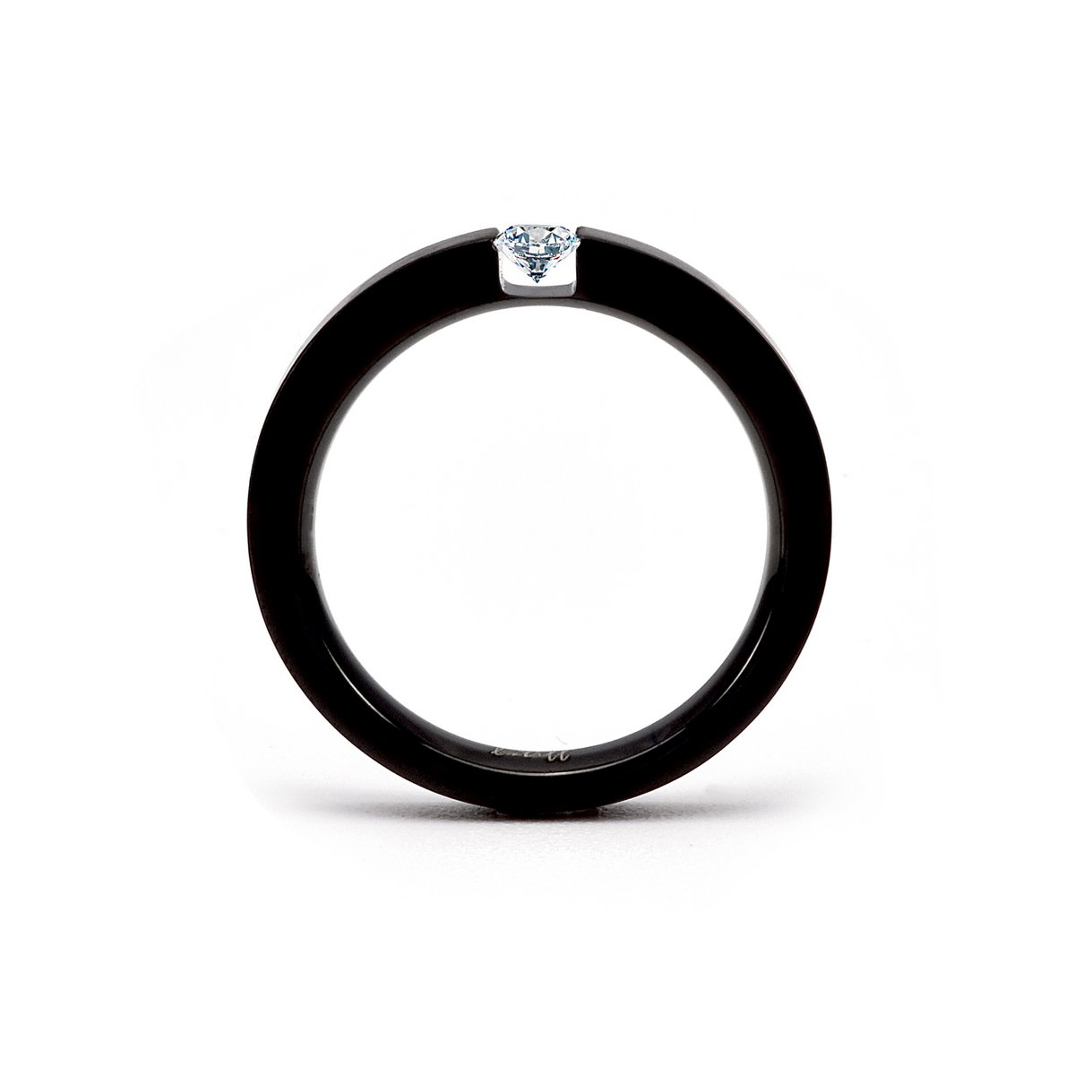RG301B B.Tiff .12 ct Princess Cut Black Solitaire Ring [Thin Band]