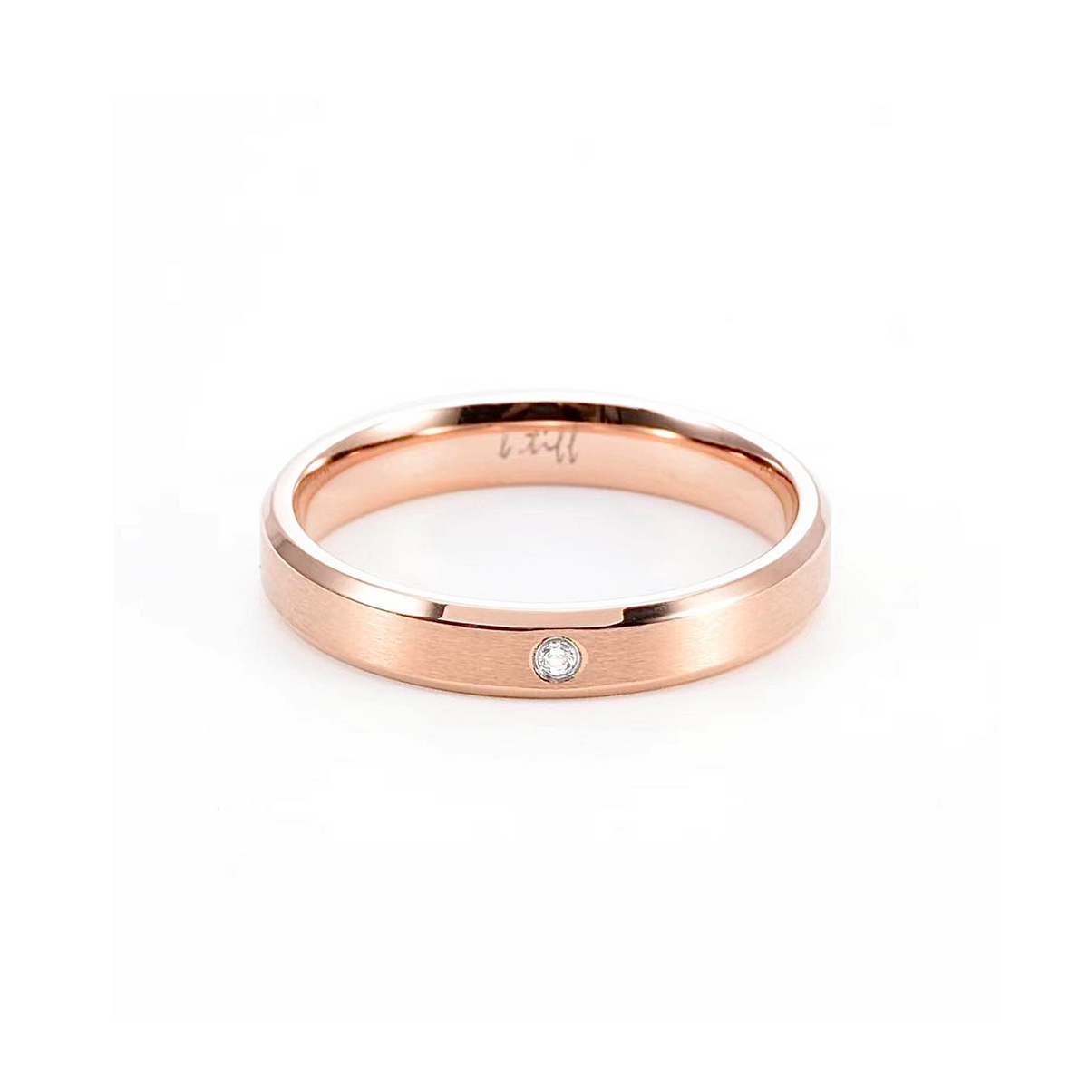 RG403RG B.Tiff Rose Gold Pavé Beveled Edge Ring