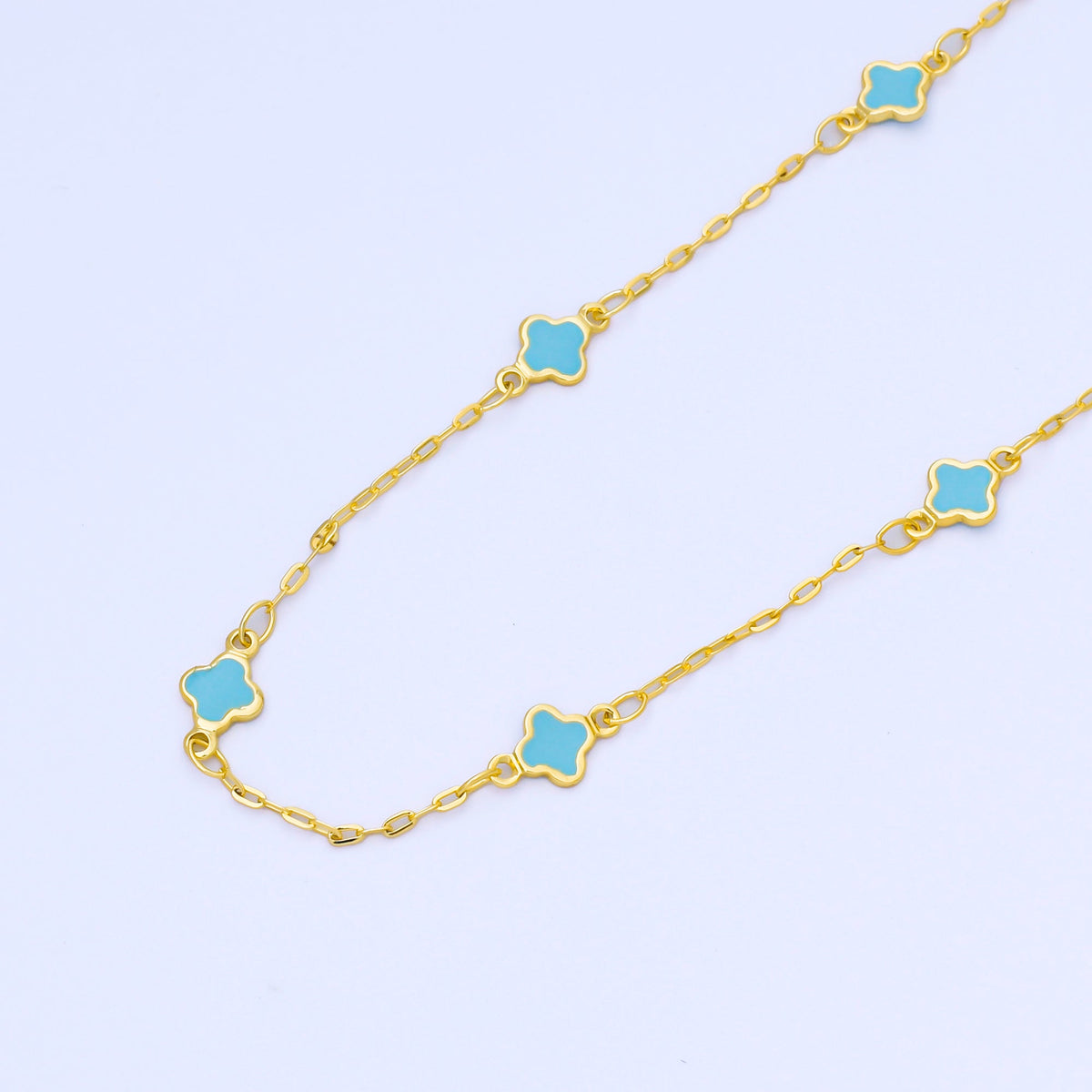 24K Gold Filled 1.5mm Enamel Lucky Clover Unfinished Satellite Chain by Yard | ROLL-1675 - ROLL-1678