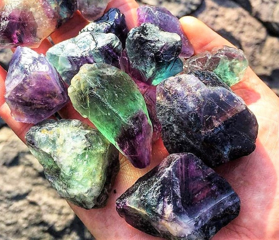 Rainbow Fluorite Crystal Rough Large Rock Brazilian 2 Inches Raw