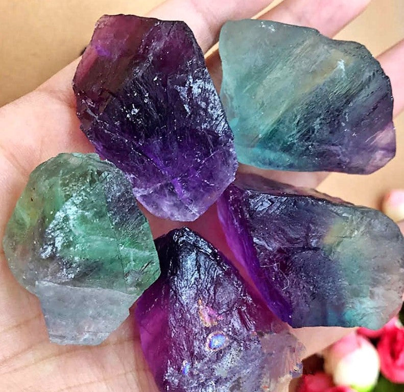 Rainbow Fluorite Crystal Rough Large Rock Brazilian 2 Inches Raw