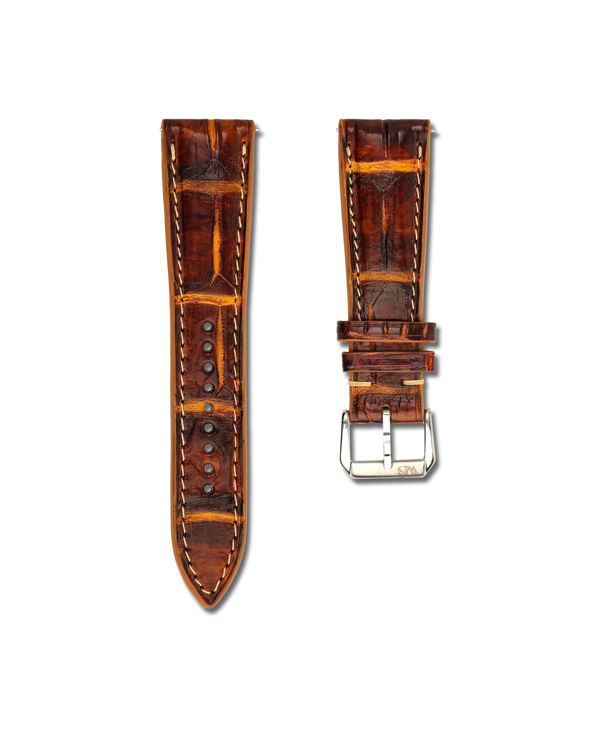 Honey Cognac Alligator Leather Watch Strap 20mm