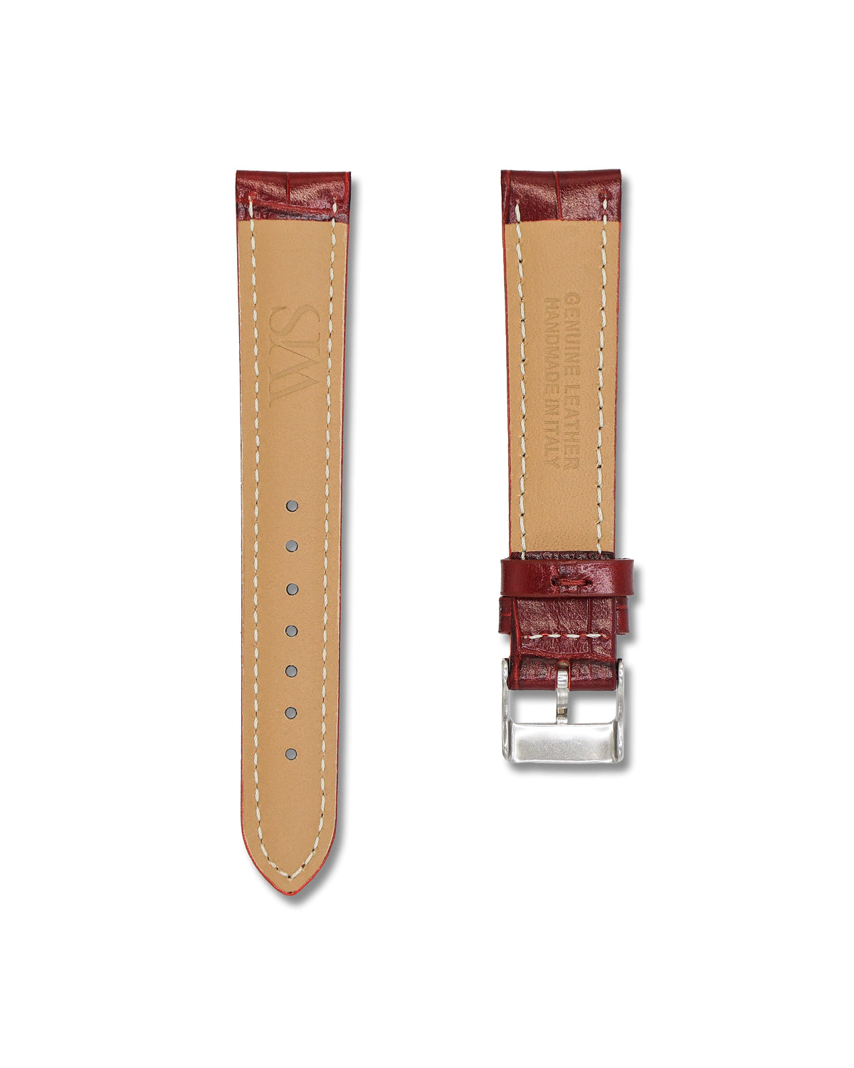 Cherry Red Alligator Leather Watch Strap 18mm