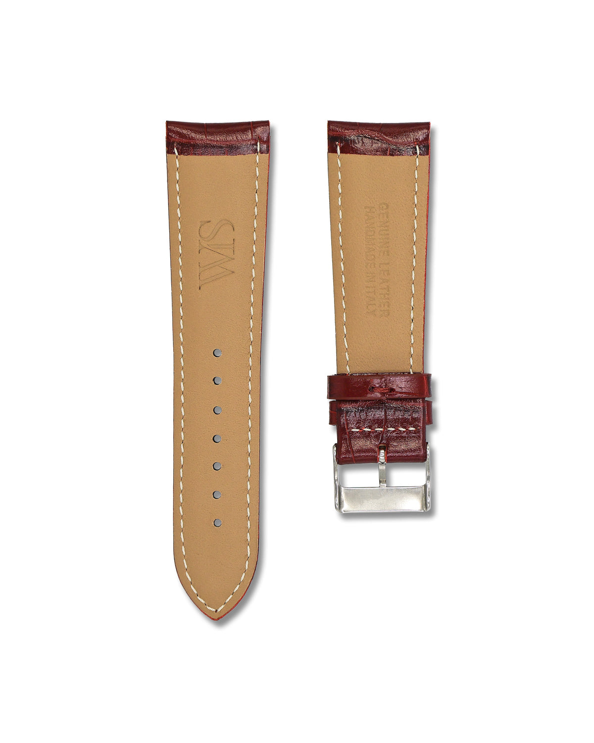 Cherry Red Alligator Leather Watch Strap 24mm