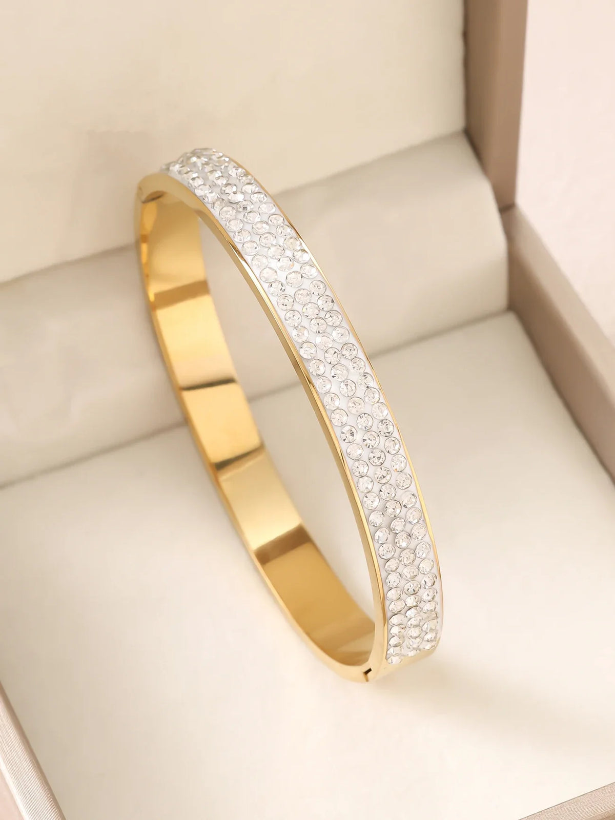 1pc 18K Gold Plated Stainless Steel Stackable Bracelet With Chain And Clover Design, Fashion Style For Women, Suitable For Casua
