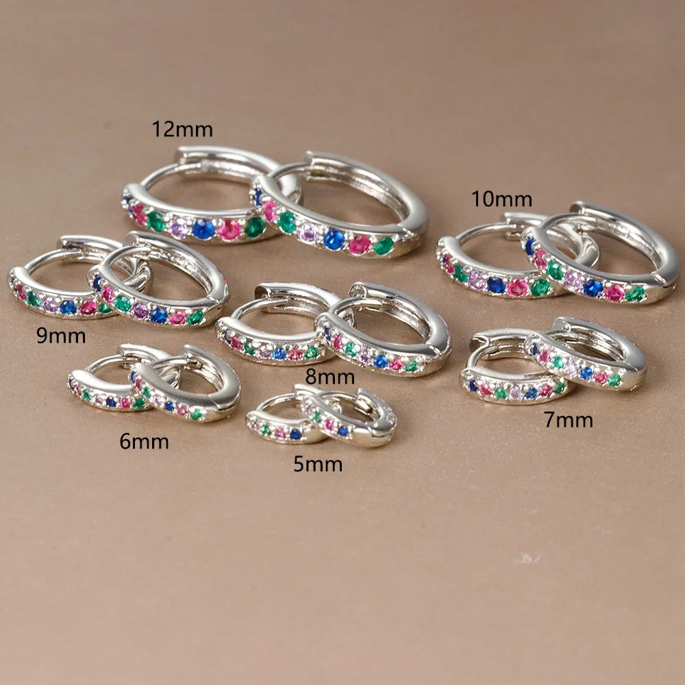 2PCS Stainless Steel Minimal Crystal Zirconia Hoop Earrings Gold Silver Color Small Huggie Cartilage Earring Piercing Jewelry