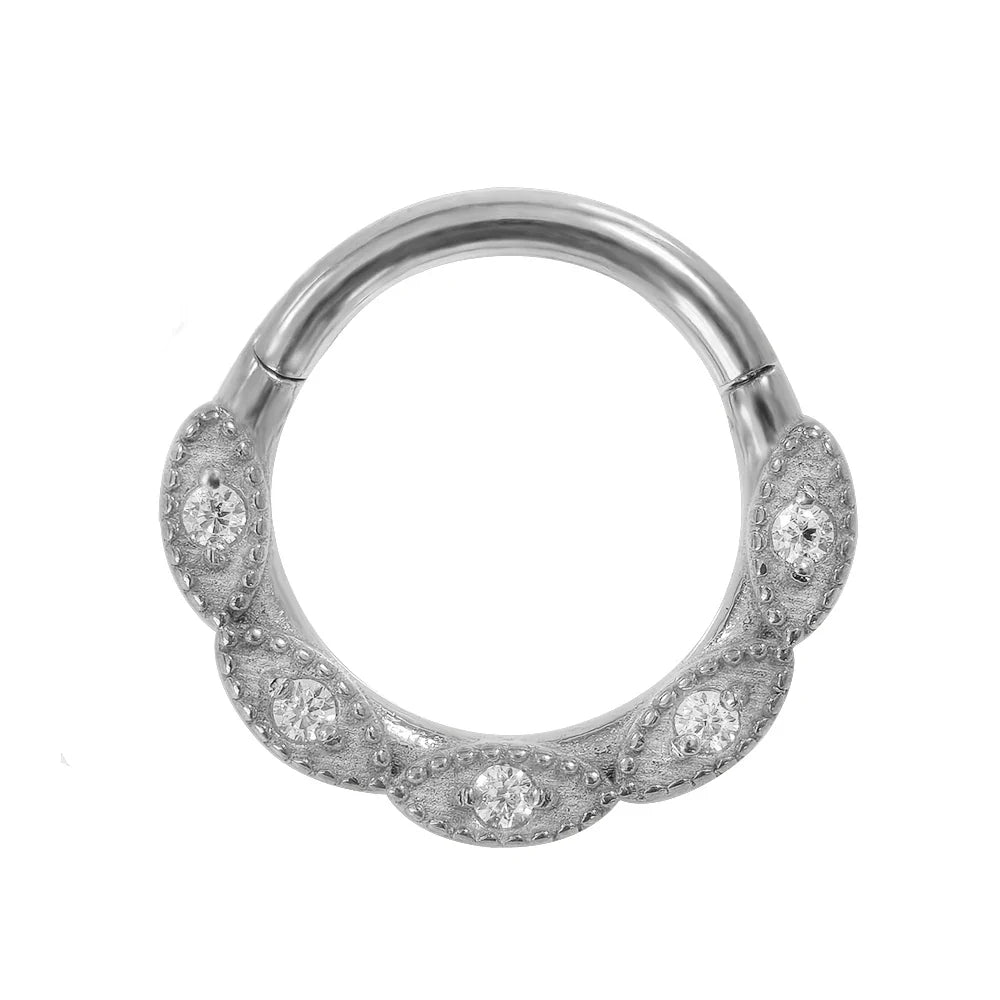 Flowers Nose Ring Septum 100% 316L Surgical Steel Zircon Clicker Daith Piercing Ear Cartilage Helix Hoop Flowers Water Drops