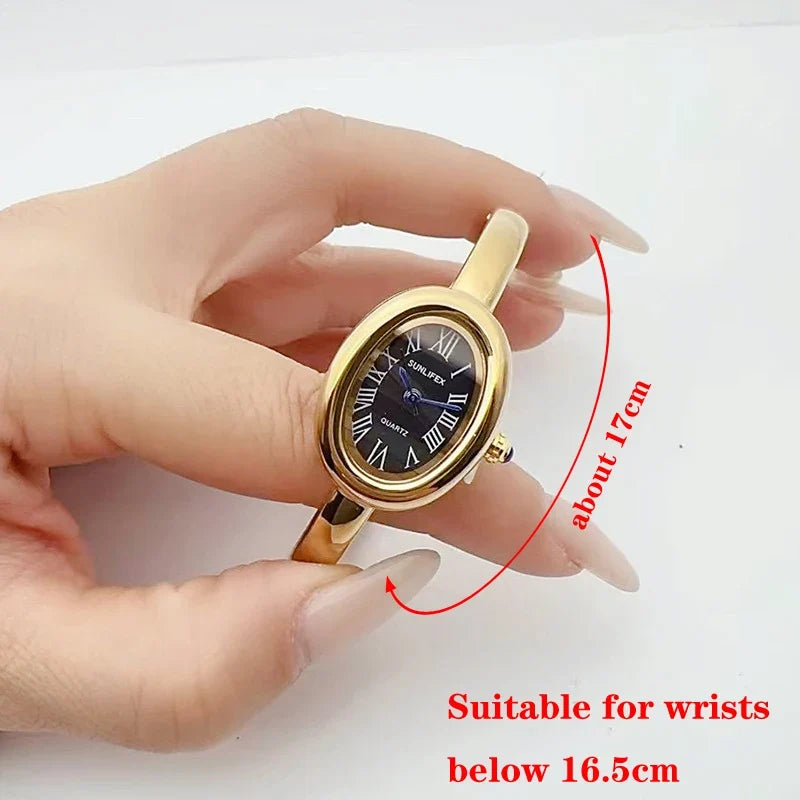 Famous Brand Women Quartz Watch Fashion Luxury Gold Wristwatch Gift Ladies Rome Dial Bracelet Watch Dropshipping Clock