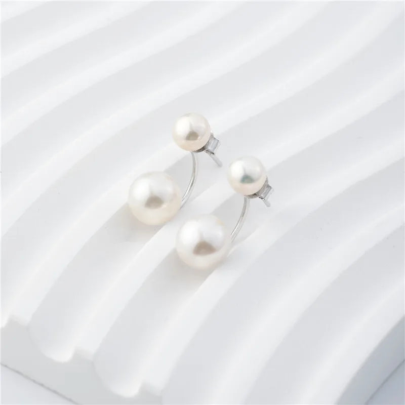 S925 Silver Small Pearl Stud Earrings Nearly Round, Subtle Elegance, Versatile Ear Adornments