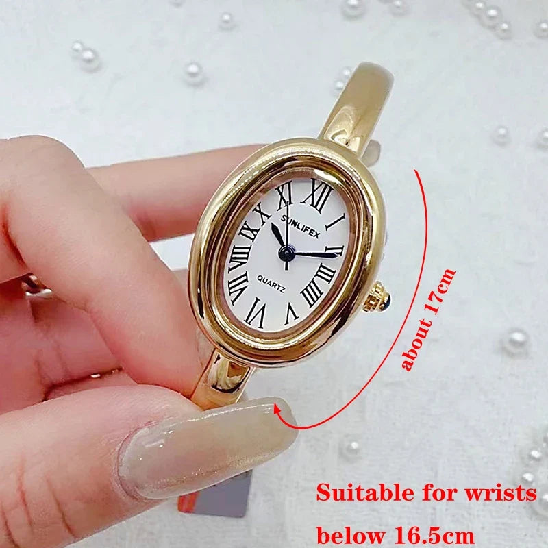 Famous Brand Women Quartz Watch Fashion Luxury Gold Wristwatch Gift Ladies Rome Dial Bracelet Watch Dropshipping Clock