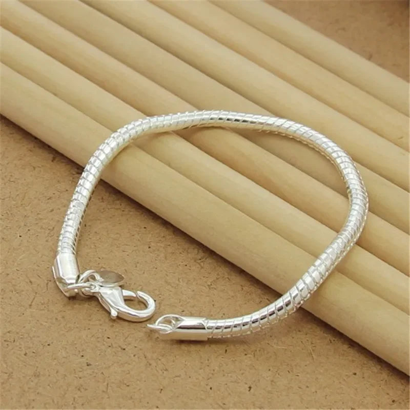 Noble 925 Sterling Silver Square Solid Chain Bracelet For Women Men Charm Party Gift Wedding Fashion Jewelry Free shipping