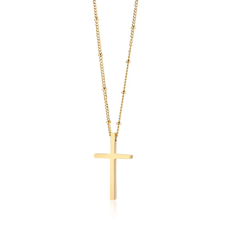 Danity Cubic Zirconia Cross Pendant Necklace for Women, Stainles Steel Chain Adjustable
