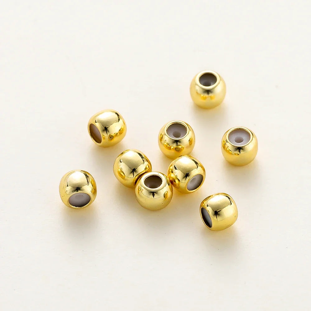 10pcs/lot 14K 18K Real Gold Plated Adjustable Bead With Resine Stopper Spacer Beads Charm Possitioning Beads For Jewelry Finding