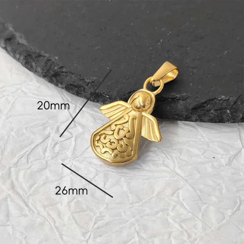 Tarnish Free Pendant Angel Cross Heart Diy Stainless Steel Gold Plated Vintage Charm for Women Necklace Jewelry Making