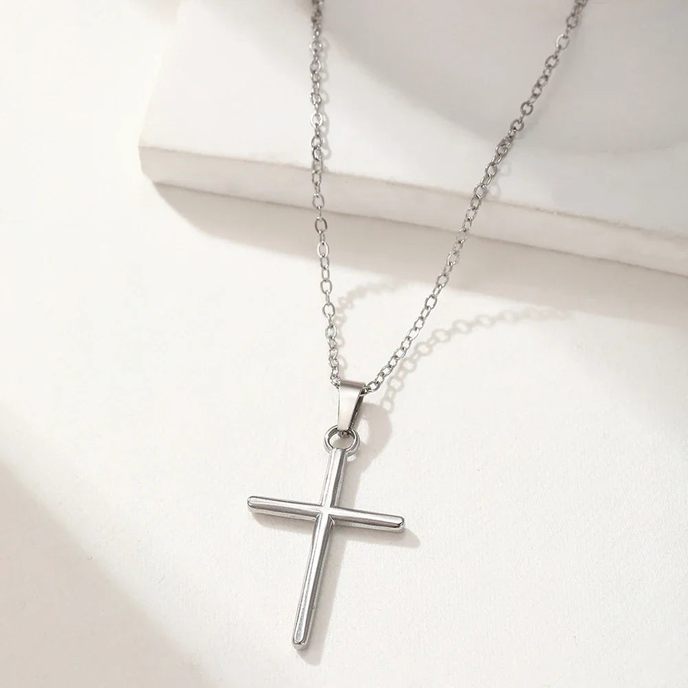 Stainless steel necklace cross pendant hip-hop street fashion trendy men and women fashion jewelry party outing play collocation