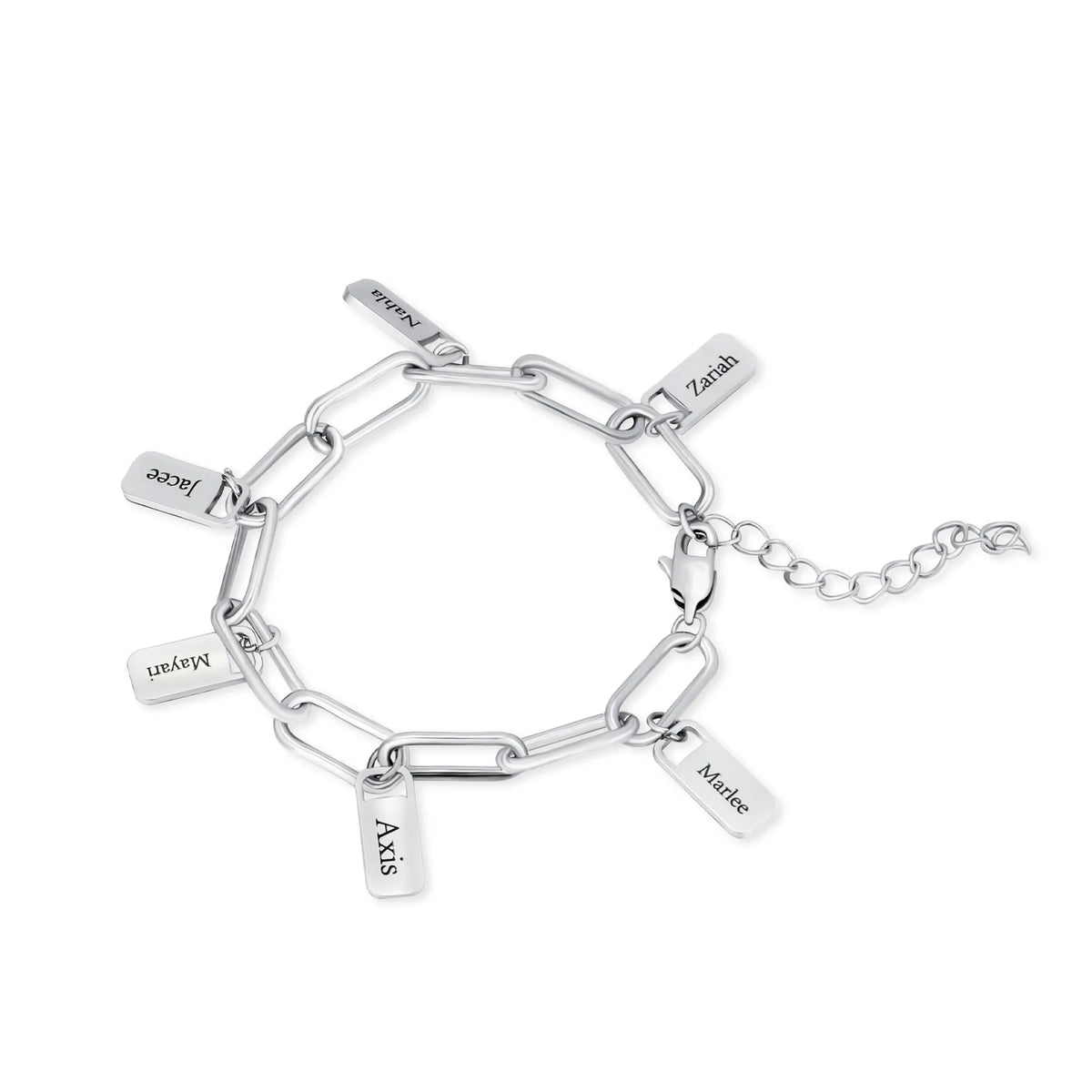 MaiLun Personalized Names Women Bracelet Stainless steel Rectangle Charms Bracelet Jewelry Gift for Mom Mother's Day Gift