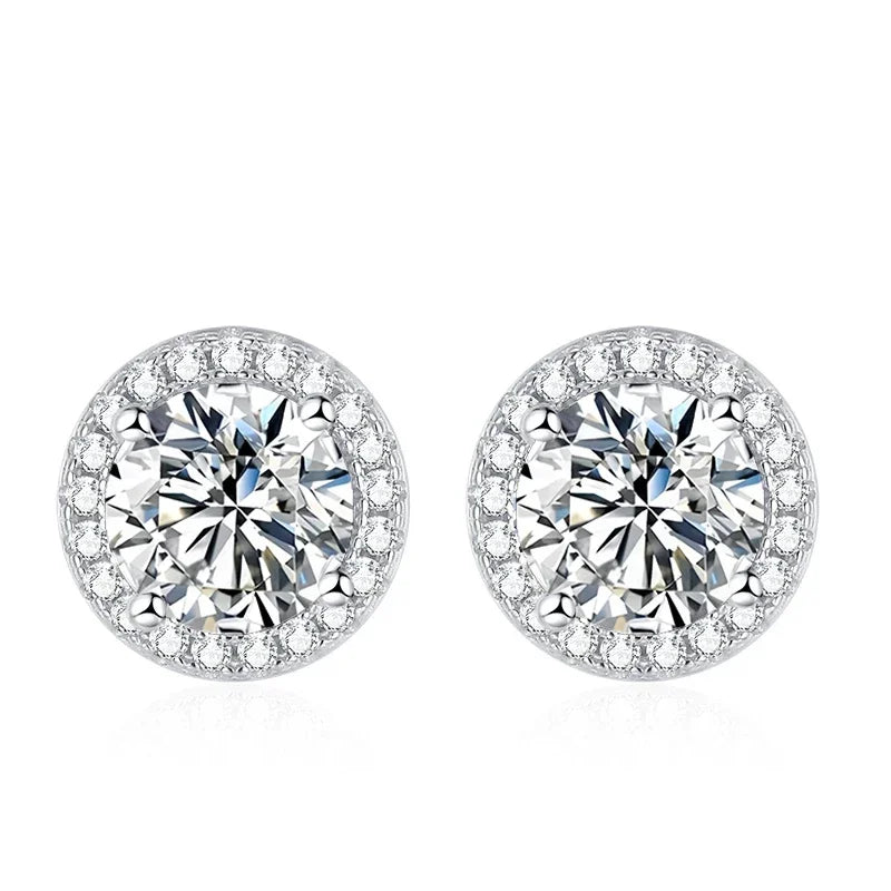 NeeTim Moissanite Stud Earrings for Women 925 Sterling Silver Green Blue Pink Red Black Blue Sparkling Moissanite Studs Earring