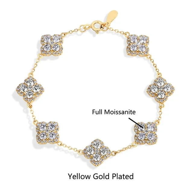 MINTYBOX S925 Sterling Silver Full Moissanite Bracelets D VVS1 Lab Diamond for Women 18k Gold Plated Engagement Jewelry Gift