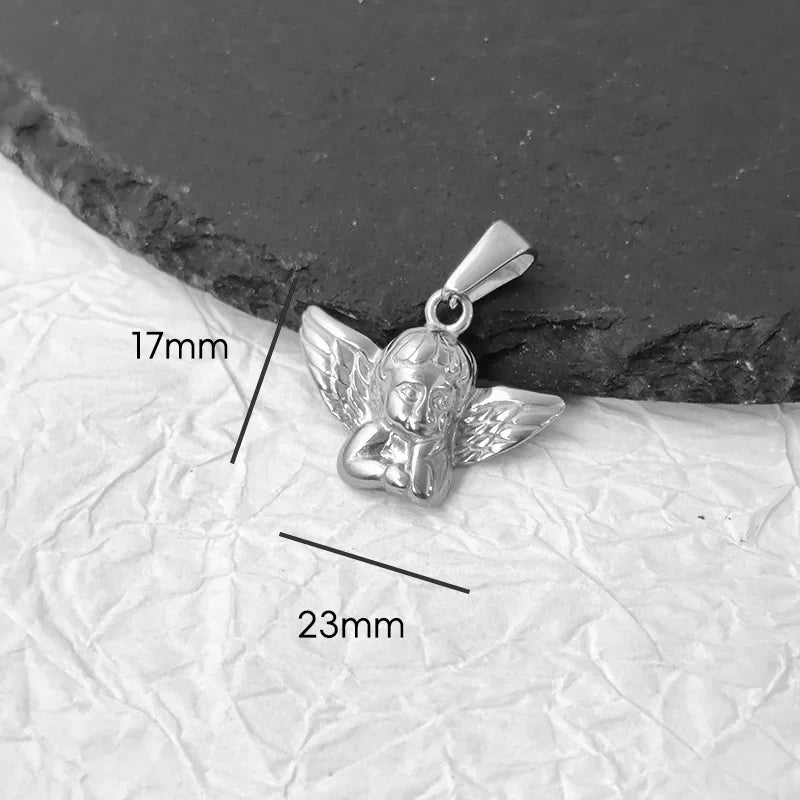 Tarnish Free Pendant Angel Cross Heart Diy Stainless Steel Gold Plated Vintage Charm for Women Necklace Jewelry Making