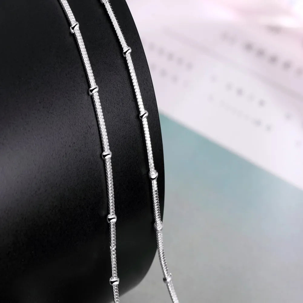 Fine Top brands 925 Sterling Silver bracelets neckalce Jewelry sets beads Snake bone chain for women man Wedding Party Gifts