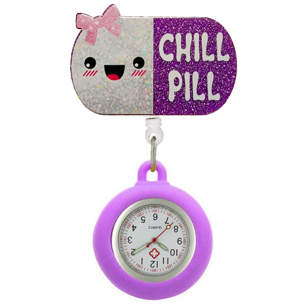 Hospital Health Care Shiny Heart Medical Icons Cartoon Lovely Nurse Doctor Clip Pocket Watches Hang Clock Gift Watch