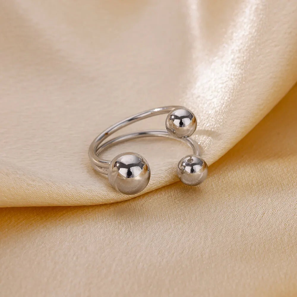 Punk Chunky Ball Rings For Women Men Gold Color Stainless Steel Anxiety Beads Ring Trendy Jewelry Finger Accessories Gift BFF