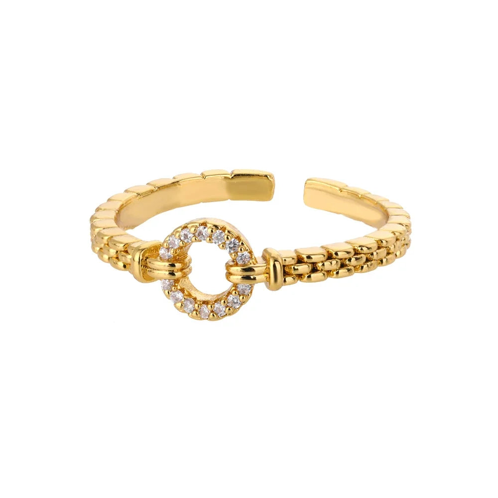 Green Zircon Evil Eye Rings For Women Stainless Steel Gold Color Geometric Open Ring New Wedding Waterproof Fashion Jewelry Gift