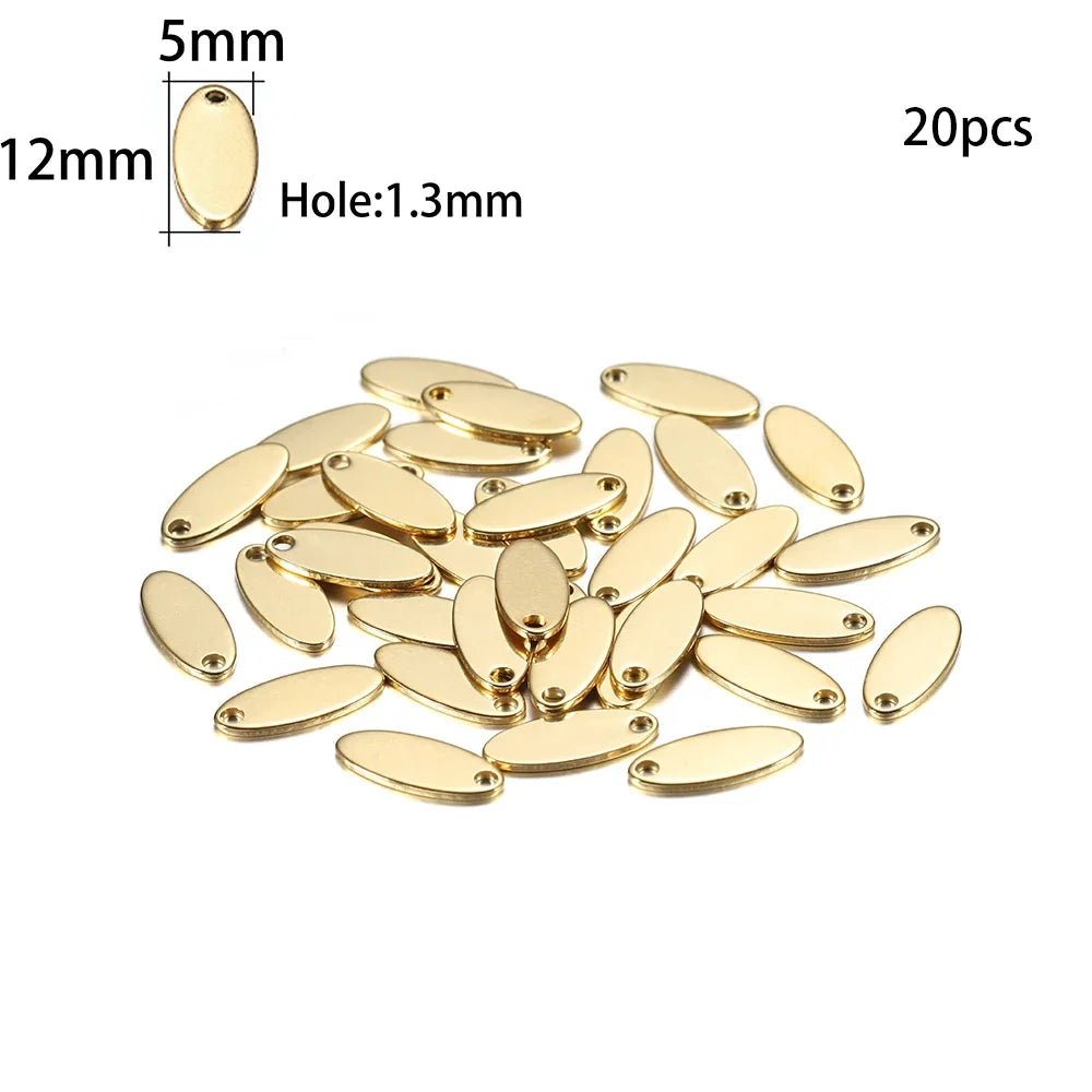 10-50Pcs Gold Stainless Steel Customized Dog Tag Heart-Shaped Oval Blanks Charm Pendant Charms For DIY Jewelry Making Supplies