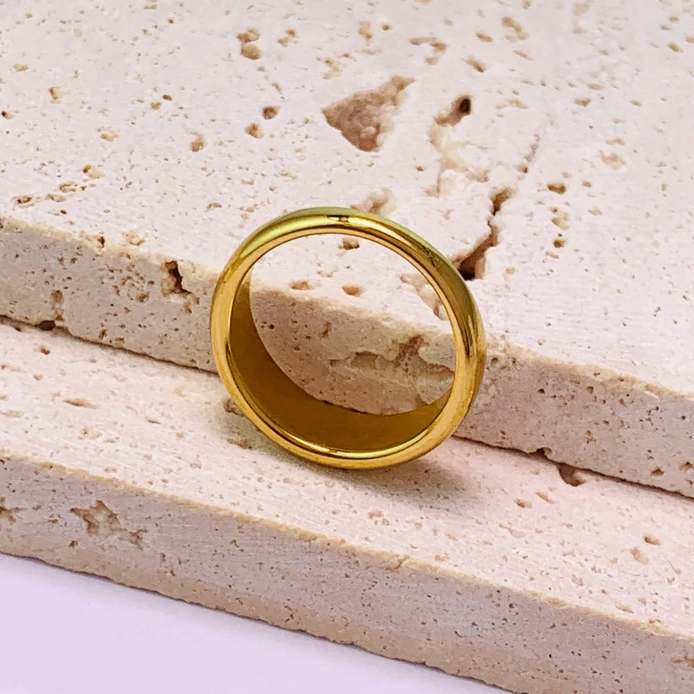 Simple Stainless Steel Women's Ring Glossy Curved Gold Color French Punk Party Ornaments for Woman Wholesale Dropshipping